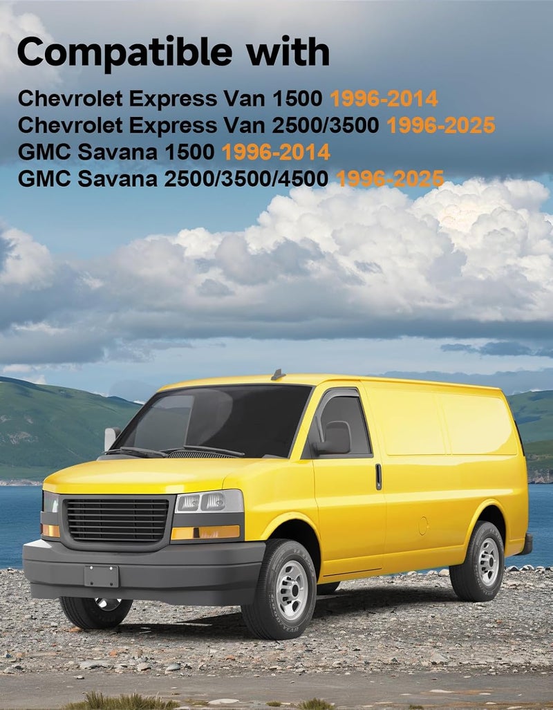 Deejecsun in-Channel Window Rain Guards Fit for Chevy Express Van 1996-2026 & GMC Savana 1996-2026 Rain Guard Extra Durable Window Deflectors Vent Visors Vent Shades Exterior Car Accessories - Image 2